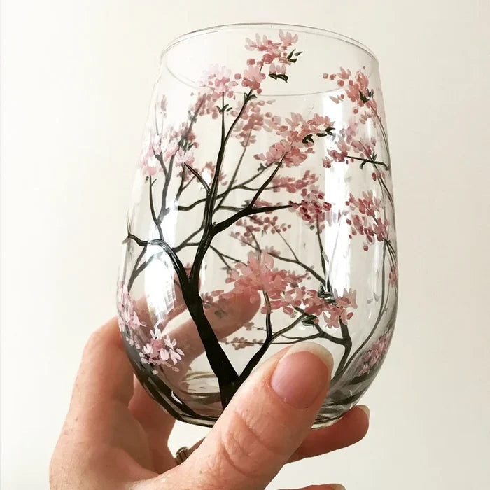 Quatre Saisons | Verres À Vin Peints À La Main Au Design Artistique Élégant | Valuna