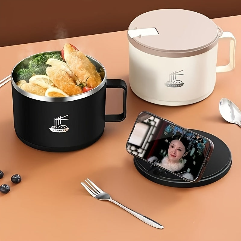 Grand Bol à Nouilles 1,3 L Inox | Couvercle Thermo‑résistant | Valuna