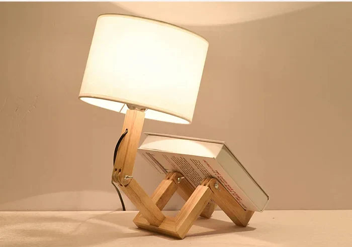 RutanFlex | Lampe De Bureau Robot Réglable En Bois Avec Support De Livre | Valuna