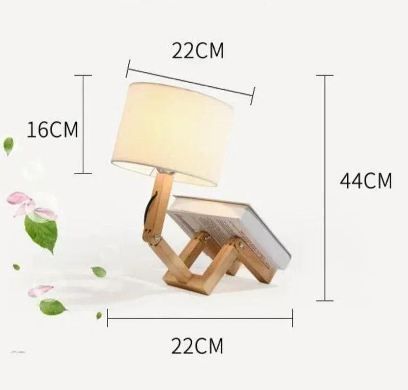 RutanFlex | Lampe De Bureau Robot Réglable En Bois Avec Support De Livre | Valuna