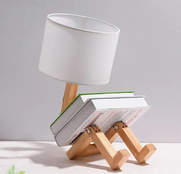 RutanFlex | Lampe De Bureau Robot Réglable En Bois Avec Support De Livre | Valuna