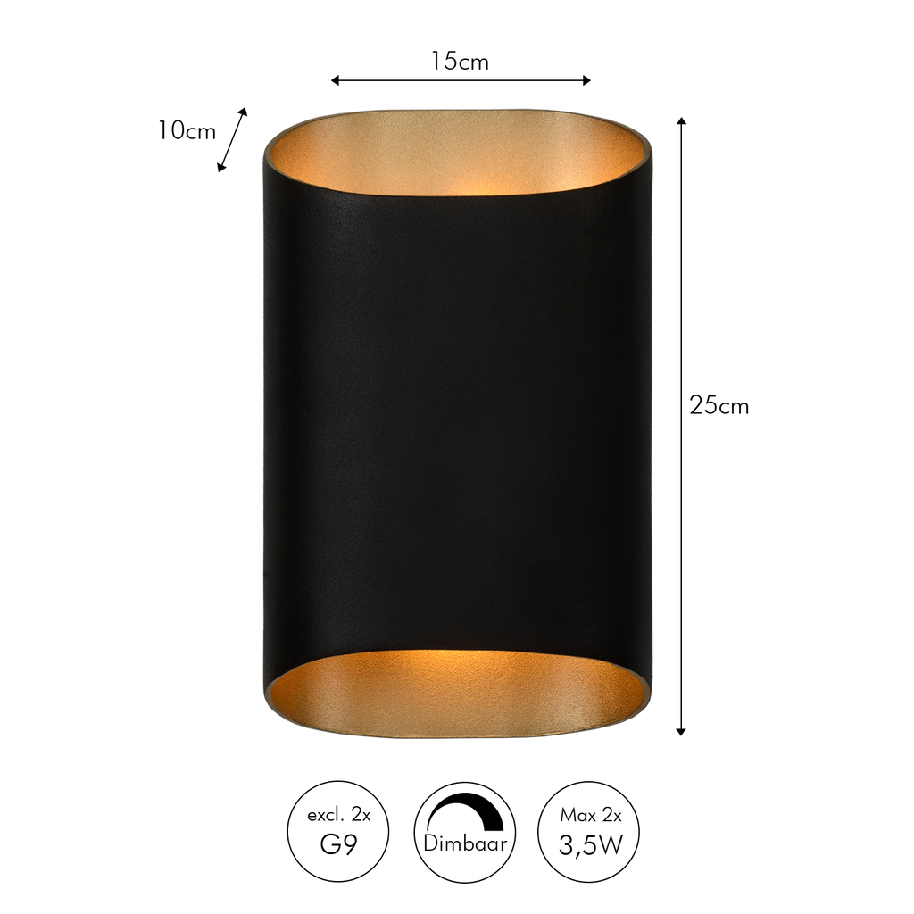 Applique murale Arturo | Noir | Valuna