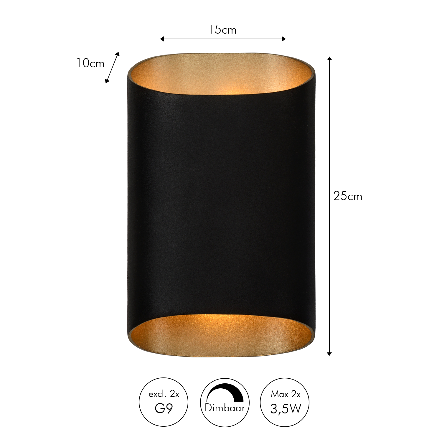 Applique murale Arturo | Noir | Valuna