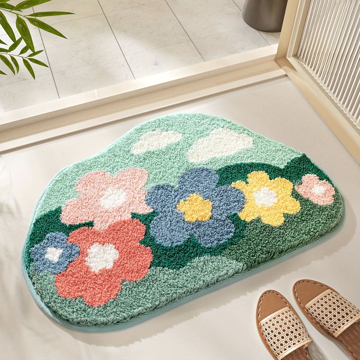 FlorSoft | Tapis De Bain Extra Absorbant Avec Motif Floral Pour Confort Et Style | Valuna