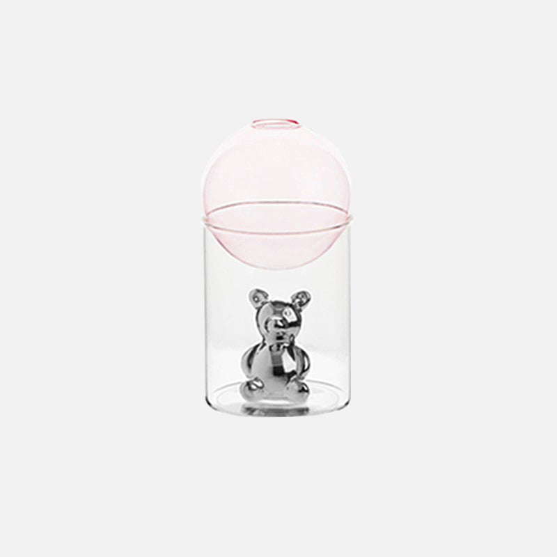 Vase En Verre Transparent Avec Motif Ours Galactique Décoratif - Valuna