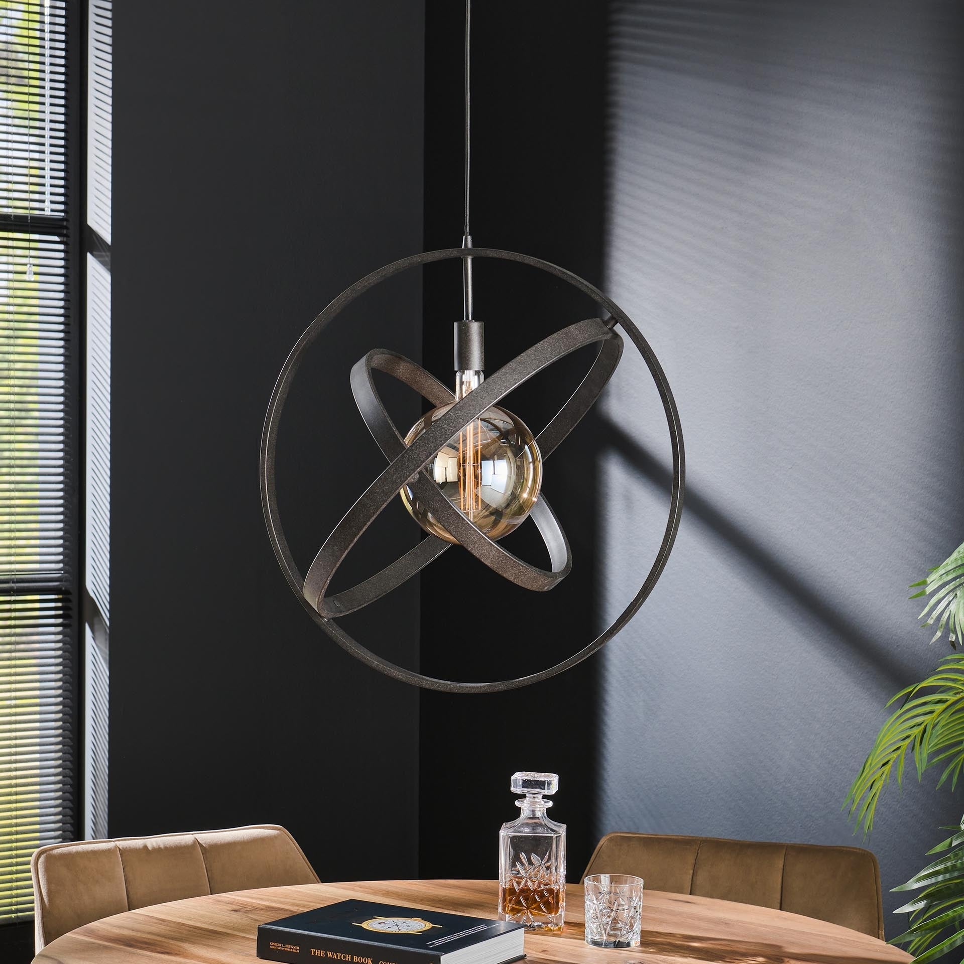 Suspension Galaxy 1‑Lumière Industrielle Noire Ouverte | Design Minimaliste et Audacieux | Valuna