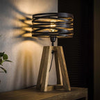 Lampe de Table Twist Croix | Lampe Industrielle Bois et Métal Design Croisé | Valuna