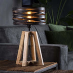 Lampe de Table Twist Croix | Lampe Industrielle Bois et Métal Design Croisé | Valuna