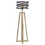 Lampadaire Twist 135 cm | Lampe Industrielle Bois & Métal au Design Spirale | Valuna