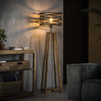 Lampadaire Twist 135 cm | Lampe Industrielle Bois & Métal au Design Spirale | Valuna