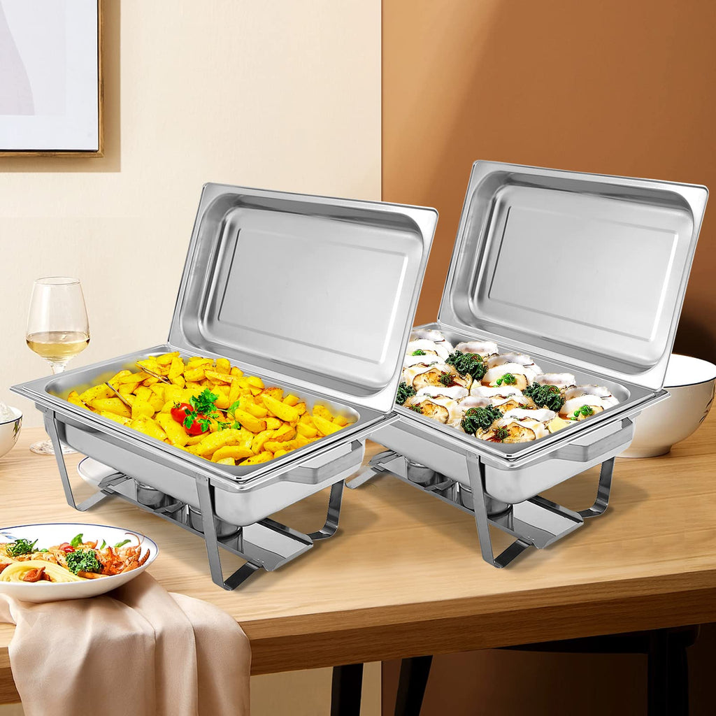 Ensemble 2 × 9 Qt Chauffe‑Plat en Acier Inoxydable | Pour Buffets Professionnels | Valuna