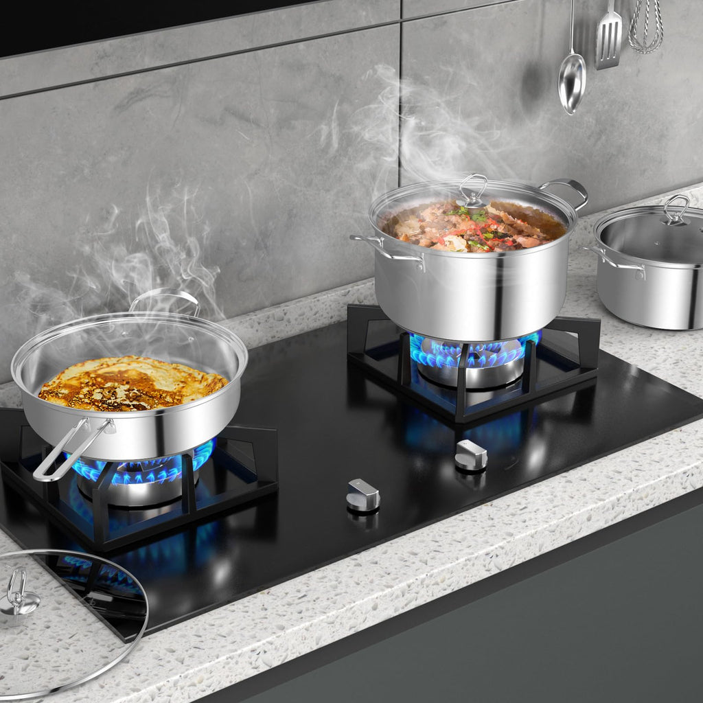 Ensemble de 12 Pièces en Acier Inoxydable 3-Plis | Cuisson Sûre & Chaleur Uniforme | Valuna