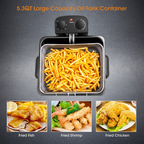 Friteuse Électrique 1700 W à 3 Paniers | 5,3 Qt en Inox | Valuna