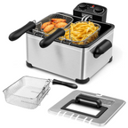 Friteuse Électrique 1700 W à 3 Paniers | 5,3 Qt en Inox | Valuna