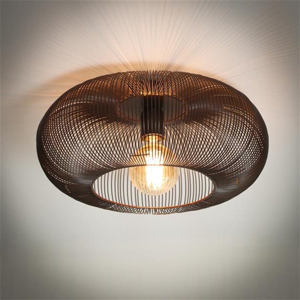 Plafonnier Industriel Jill Cuivré‑Marron | Luminaire Déco Ovale Chaleureux | Valuna