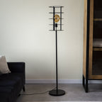 Lampadaire Maya Industriel | Luminaire sur Pied Métal Noir Design Élancé | Valuna