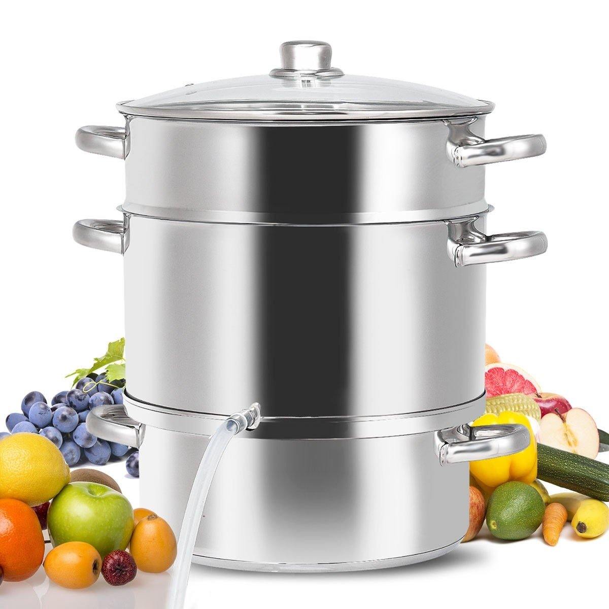 Casserole Vapeur-Extracteur 11 Qt en Acier Inoxydable | Jus & Vapeur Multifonction | Valuna