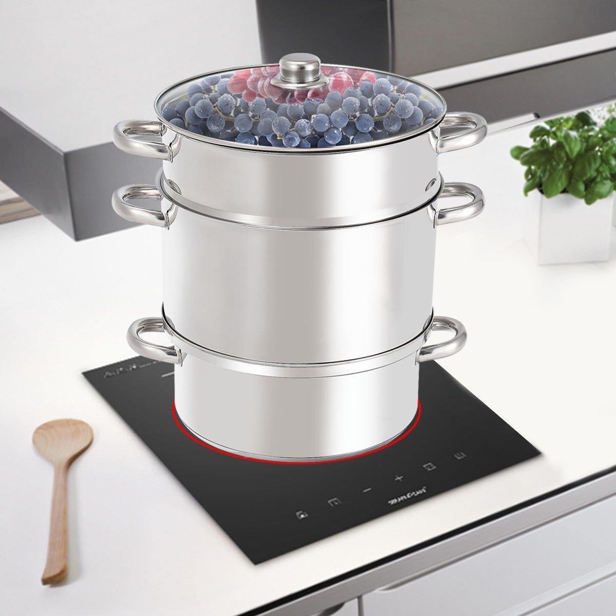 Casserole Vapeur-Extracteur 11 Qt en Acier Inoxydable | Jus & Vapeur Multifonction | Valuna