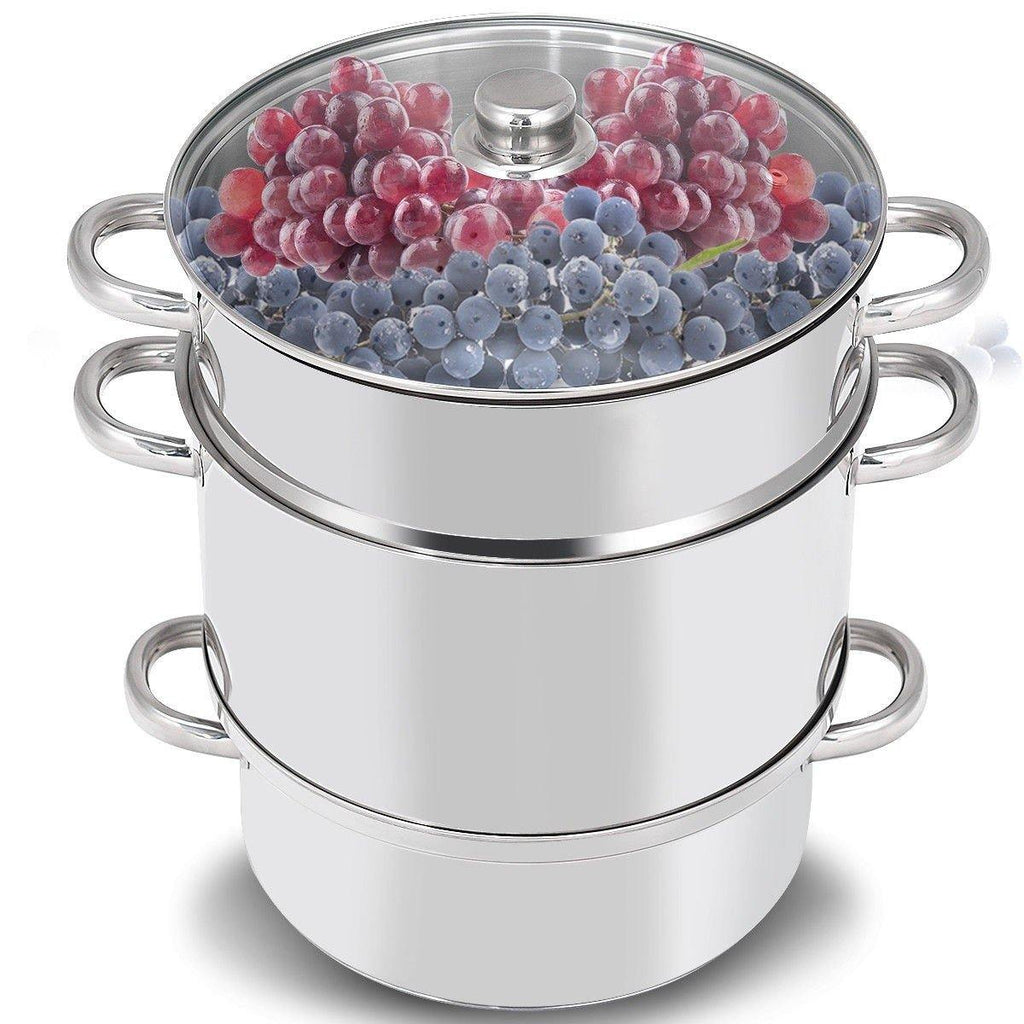 Casserole Vapeur-Extracteur 11 Qt en Acier Inoxydable | Jus & Vapeur Multifonction | Valuna