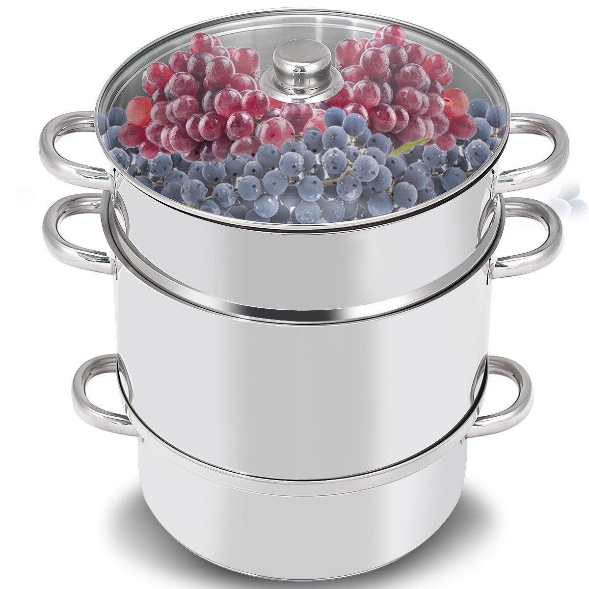 Casserole Vapeur-Extracteur 11 Qt en Acier Inoxydable | Jus & Vapeur Multifonction | Valuna
