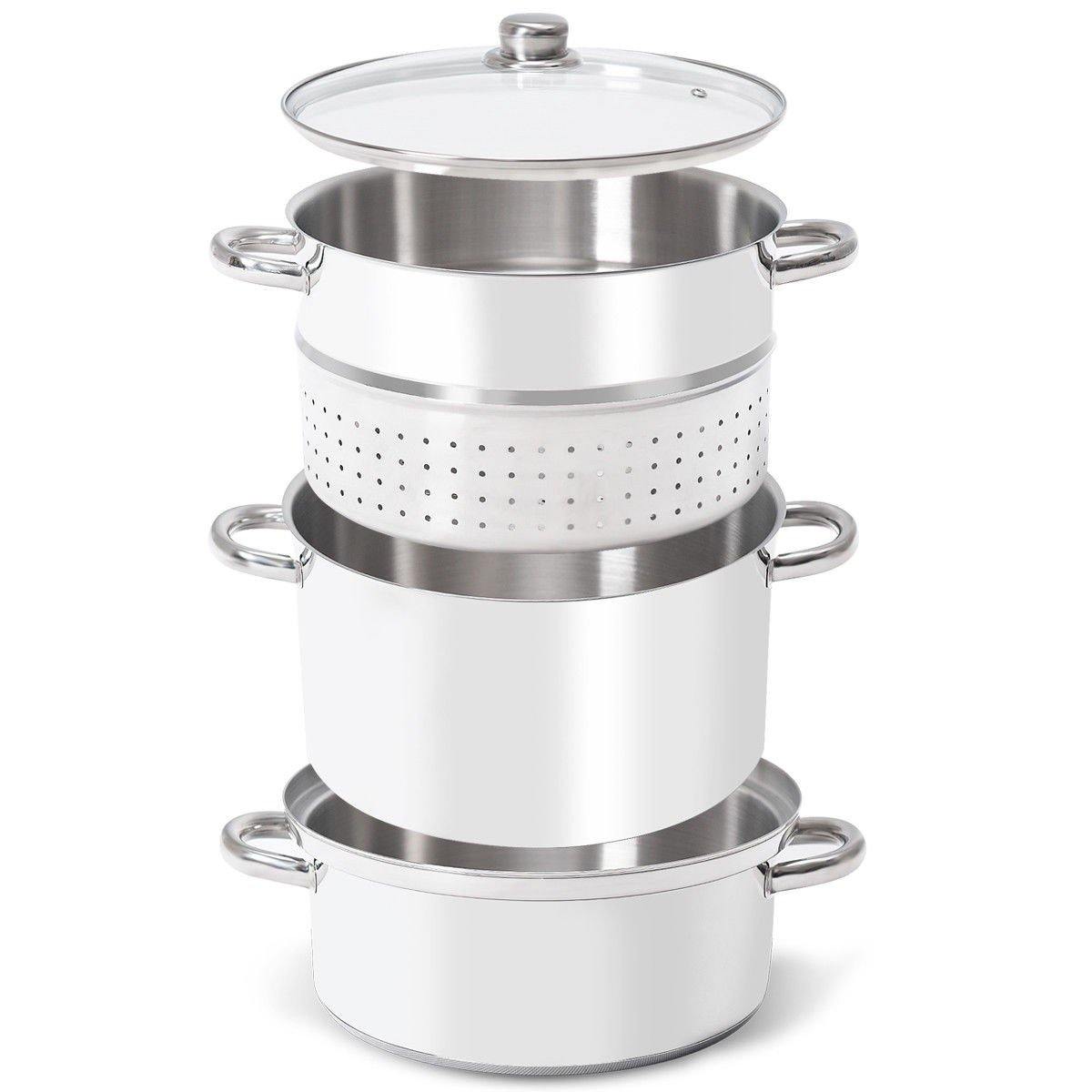 Casserole Vapeur-Extracteur 11 Qt en Acier Inoxydable | Jus & Vapeur Multifonction | Valuna
