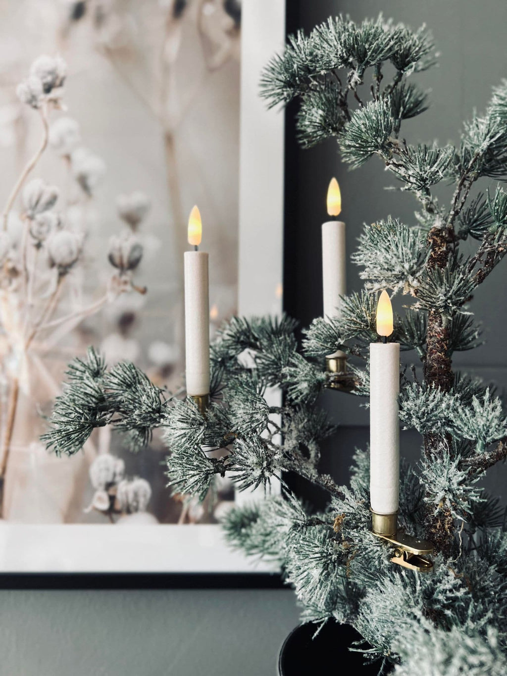 Bougies LED de Noël 10 Pcs | Support en Laiton et Télécommande | Valuna