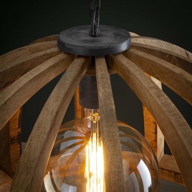 Suspension Madri Bois de Manguier | Lampe Suspendue Style Cage Sculpturale | Valuna