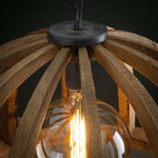 Suspension Madri Bois de Manguier | Lampe Suspendue Style Cage Sculpturale | Valuna