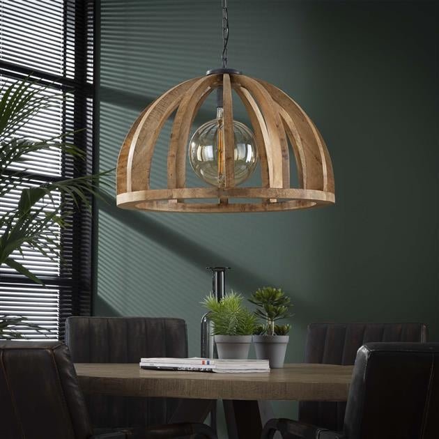 Suspension Madri Bois de Manguier | Lampe Suspendue Style Cage Sculpturale | Valuna