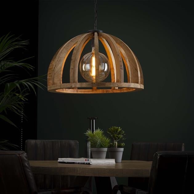 Suspension Madri Bois de Manguier | Lampe Suspendue Style Cage Sculpturale | Valuna