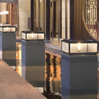 Lampe De Poteau Extérieur Carrée En Verre Strié Et Aluminium - Valuna