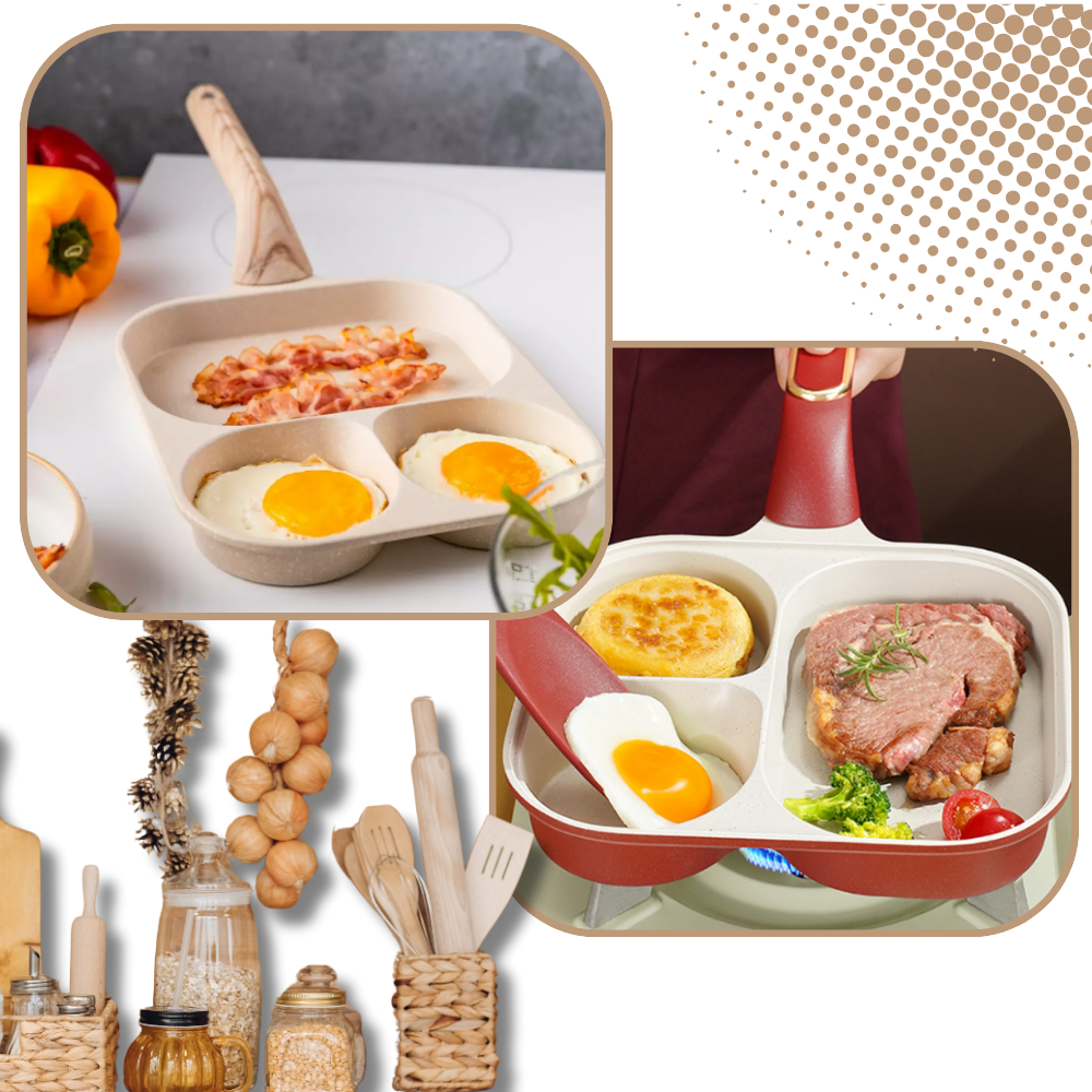 Poêle Divisée 3-en-1 | Saisir, Griller et Sauter en Même Temps | Valuna