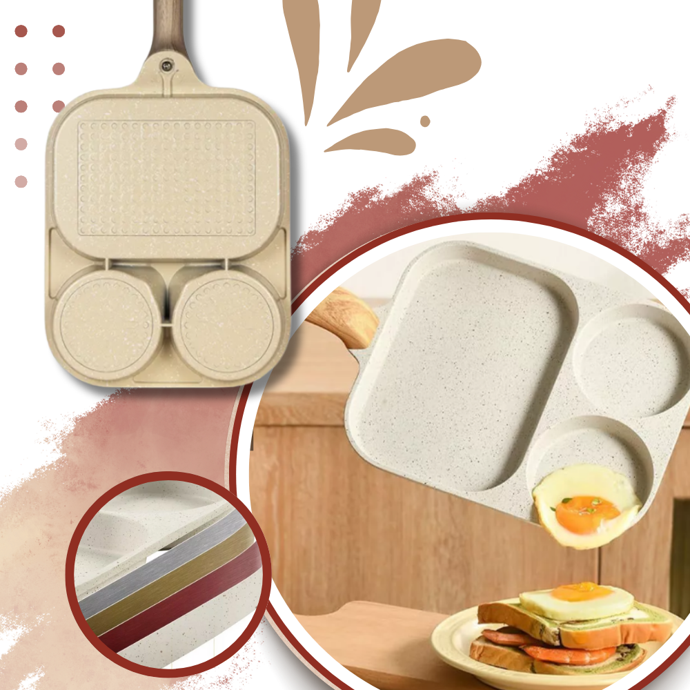 Poêle Divisée 3-en-1 | Saisir, Griller et Sauter en Même Temps | Valuna