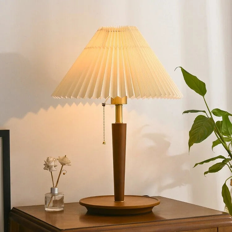 Lampe | de Table Vintage en Bois Plissé | Valuna