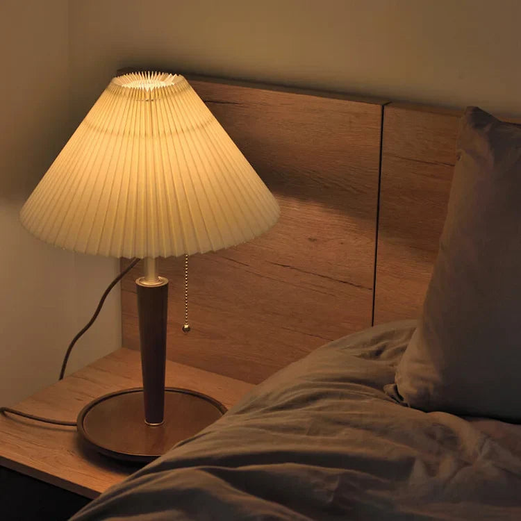Lampe | de Table Vintage en Bois Plissé | Valuna