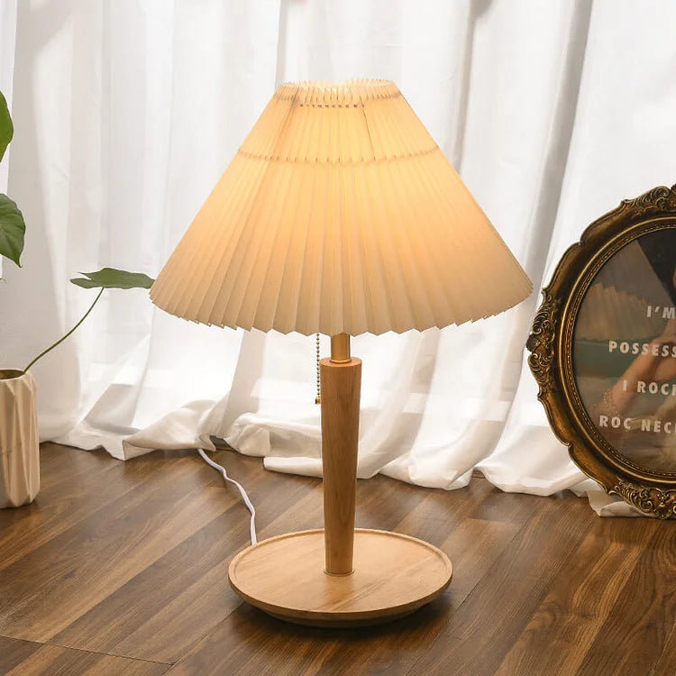 Lampe | de Table Vintage en Bois Plissé | Valuna