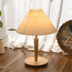 Lampe | de Table Vintage en Bois Plissé | Valuna