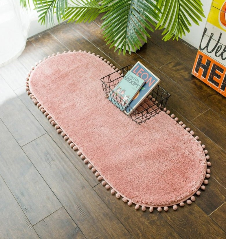 PomPomOval | Tapis Ovale Antidérapant – Style Ludique & Confortable | Valuna