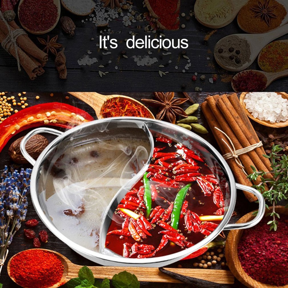 Cocotte Hot Pot 2-en-1 en Acier Inoxydable | Marmite Divisée pour Deux Bouillons | Valuna