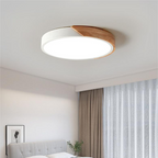 Lampe De Plafond Circulaire LED En Bois Et Métal Style Nordique - Valuna