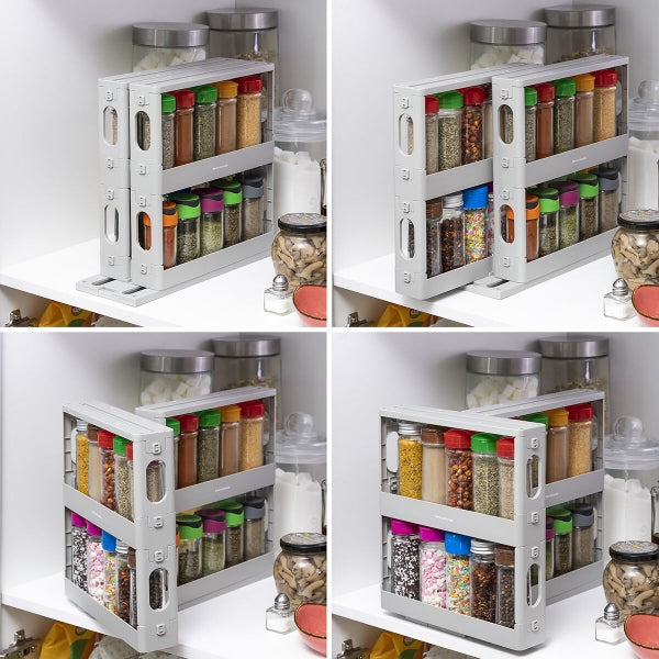SpiceTwist | Lot De 2 Rangement À Épices Coulissants Et Pivotants 90° – Livraison Offerte | Valuna