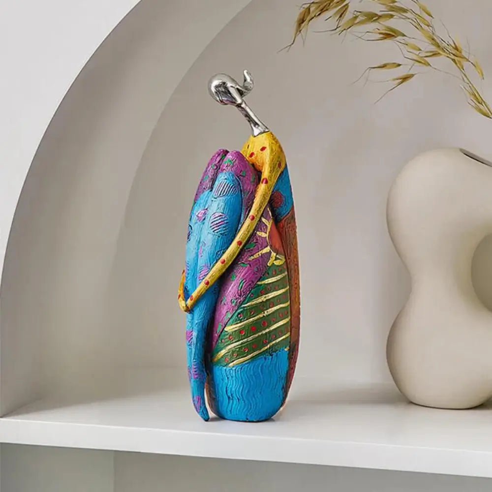 Abstrait | Sculpture En Résine Avec Détails Métalliques | Valuna