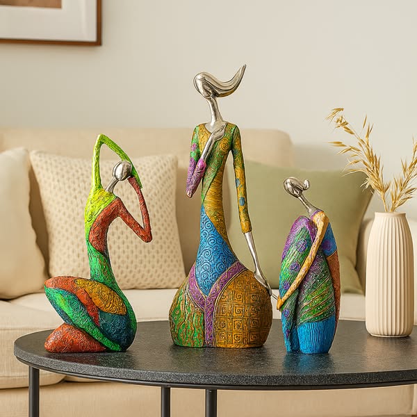 Abstrait | Sculpture En Résine Avec Détails Métalliques | Valuna