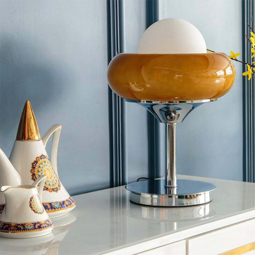 Lampe | de Table Vintage Bauhaus en Verre Jaune | Valuna