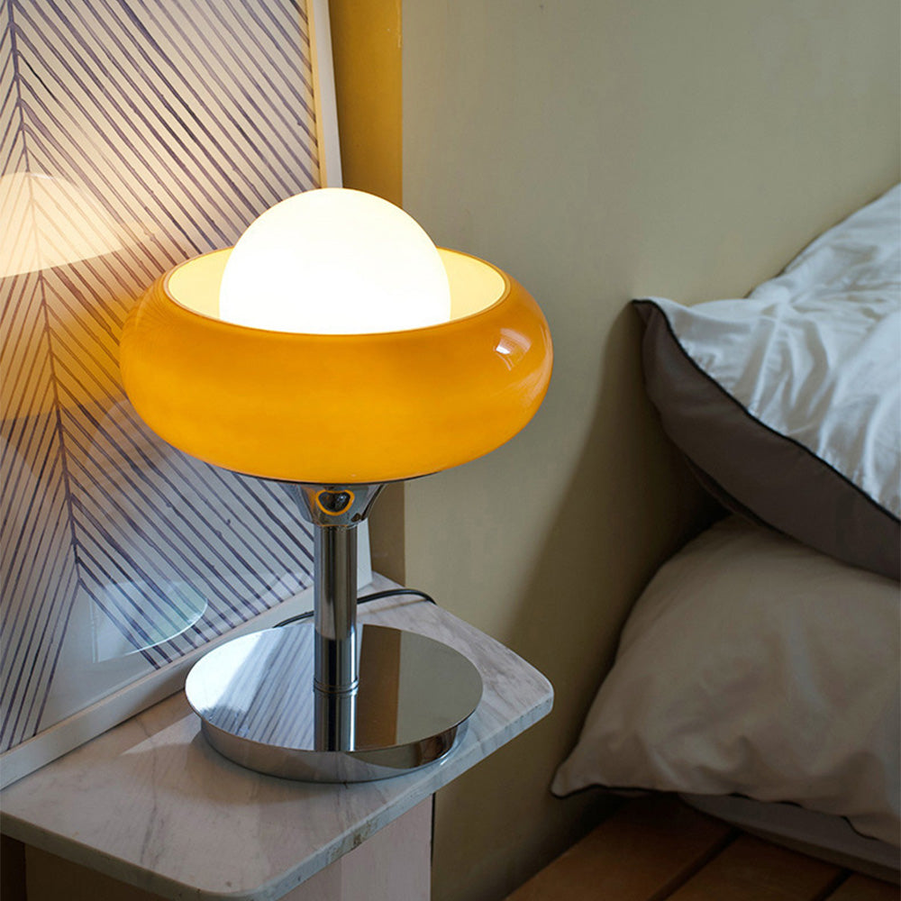 Lampe | de Table Vintage Bauhaus en Verre Jaune | Valuna