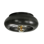 Plafonnier Skyler Rond | Applique Plafond Industrielle Nickel Noir Ø 42 cm | Valuna