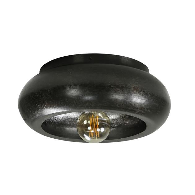 Plafonnier Skyler Rond | Applique Plafond Industrielle Nickel Noir Ø 42 cm | Valuna